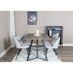 Marina Spisebordssæt - Sort, Lysegrå og Natur