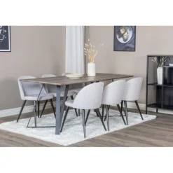 Marina Spisebordssæt - Sort, Lysegrå og Natur