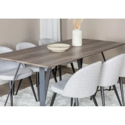 Marina Spisebordssæt - Sort, Lysegrå og Natur