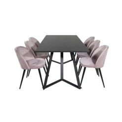 Marina Spisebordssæt - Sort og Pink