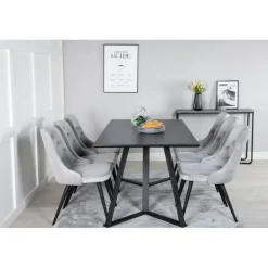 Marina Spisebordssæt - Sort og Lysegrå