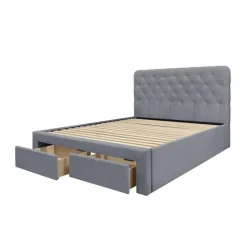 MARISOL 160x200 cm seng med skuffe til Opbevaring - Grå Velour