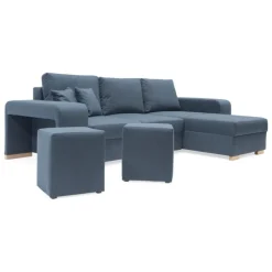 Mark vendbar sovesofa m. puffer - Blå Inari 80