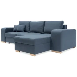 Mark vendbar sovesofa m. puffer - Blå Inari 80