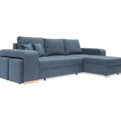 Mark vendbar sovesofa m. puffer - Blå Inari 80