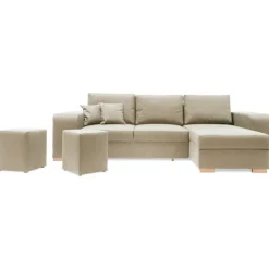 Mark vendbar sovesofa m. puffer - Beige Inari 22