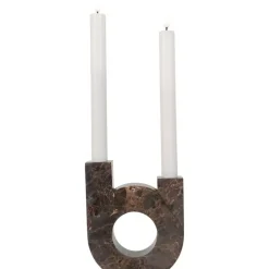 Marmor Lysestage - Lysestage i brun med dobbelt holder