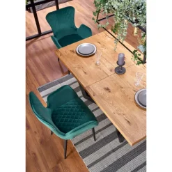 MASSIVE Spisebord med udtræk, - lys eg / Sort