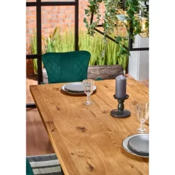 MASSIVE Spisebord med udtræk, - lys eg / Sort