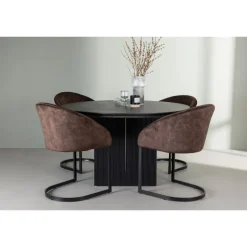 Matilda Rundt Spisebordssæt med Evening Stole - Sort og Mørkebrun