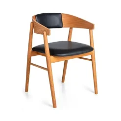 Maxwood spisebordsstol - sortbejdset eg - Never stof hvid