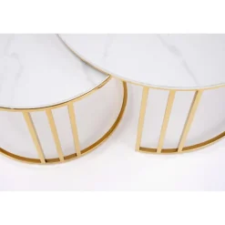 MERCURY 3 sæt af 2 sofaborde, Hvid marmor / guld