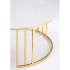 MERCURY 3 sæt af 2 sofaborde, Hvid marmor / guld