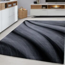 Miami Kortluvet tæppe Abstrakt Bølge - Sort