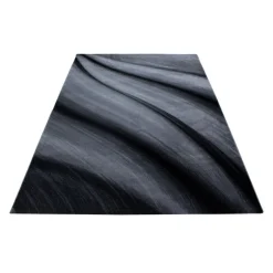 Miami Kortluvet Tæppeløber Abstrakt Bølge - Sort