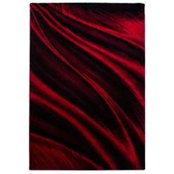 Miami Kortluvet Tæppeløber Abstrakt Bølge - Rød