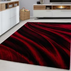 Miami Kortluvet Tæppeløber Abstrakt Bølge - Rød