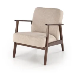 MILANO 1S, lænestol, Beige CASTEL#15 / mørk Valnød