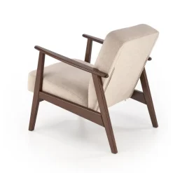 MILANO 1S, lænestol, Beige CASTEL#15 / mørk Valnød