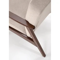 MILANO 1S, lænestol, Beige CASTEL#15 / mørk Valnød