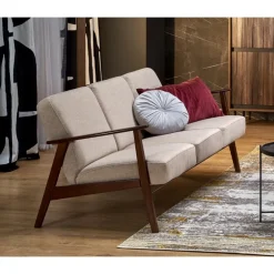 MILANO 3S sofa, Beige CASTEL#15 / mørk Valnød