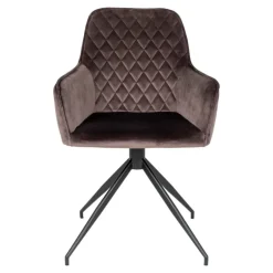 Milas Spisebordsstol m. Drejefod - Drejestol i mushroom velour