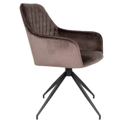 Milas Spisebordsstol m. Drejefod - Drejestol i mushroom velour