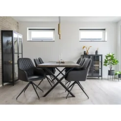 Milas Spisebordsstol m. Drejefod - Drejestol i mørk grå PU