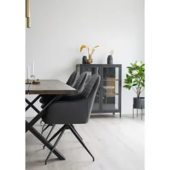 Milas Spisebordsstol m. Drejefod - Drejestol i mørk grå PU