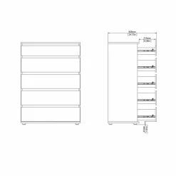 Millennium kommode 5 skuffer - Hvid