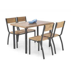 MILTON bord + 4 Spisebordsstole - Naturlig / Sort