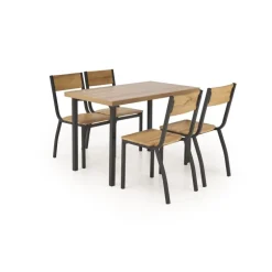 MILTON bord + 4 Spisebordsstole - Naturlig / Sort