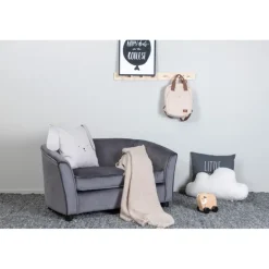 Måna Børnesofa - Grå Velour