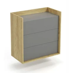 MOBIUS kommode 3S - hikora eg/Grå