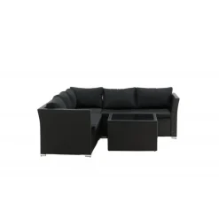 Moderne Haiti Have Hjørnesofa - Sort Rattan