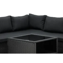 Moderne Haiti Have Hjørnesofa - Sort Rattan