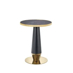 MOLINA Rundt spisebord, Sort marmor / Sort / guld