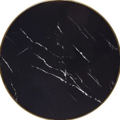 MOLINA Rundt spisebord, Sort marmor / Sort / guld