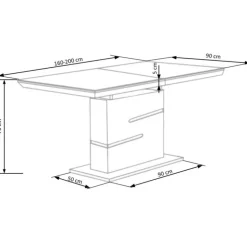 MONACO spisebord hvid 160-220cm med 4 spisestole