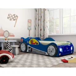 Monza Racer Blå børneseng med Madras - 90 x 190 cm