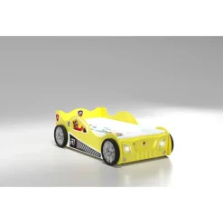 Monza Racer Gul børneseng med Madras - 90 x 190 cm