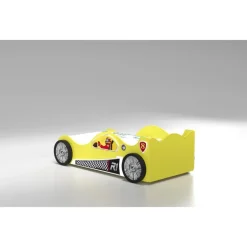 Monza Racer Gul børneseng med Madras - 90 x 190 cm