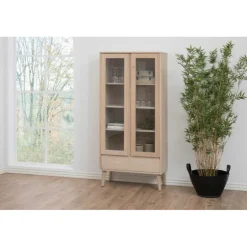 Nagano vitrineskab - Hvidpigmenteret eg