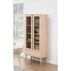 Nagano vitrineskab - Hvidpigmenteret eg