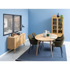 Nagano vitrineskab, med 2 låger - glas og natur egefiner/eg