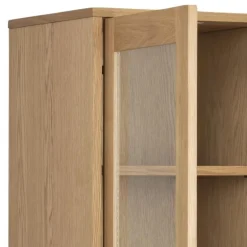 Nagano vitrineskab, med 2 låger - glas og natur egefiner/eg