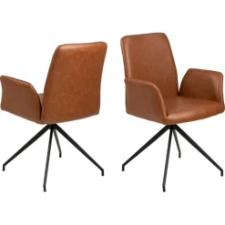 Naya spisebordsstol med armlæn og drejefunktion - Retro cognac