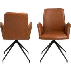 Naya spisebordsstol med armlæn og drejefunktion - Retro cognac
