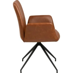 Naya spisebordsstol med armlæn og drejefunktion - Retro cognac