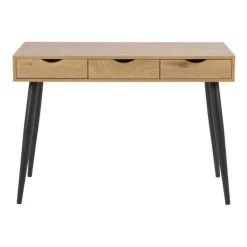 Neptun skrivebord m. 3 skuffer - Eg/Metal